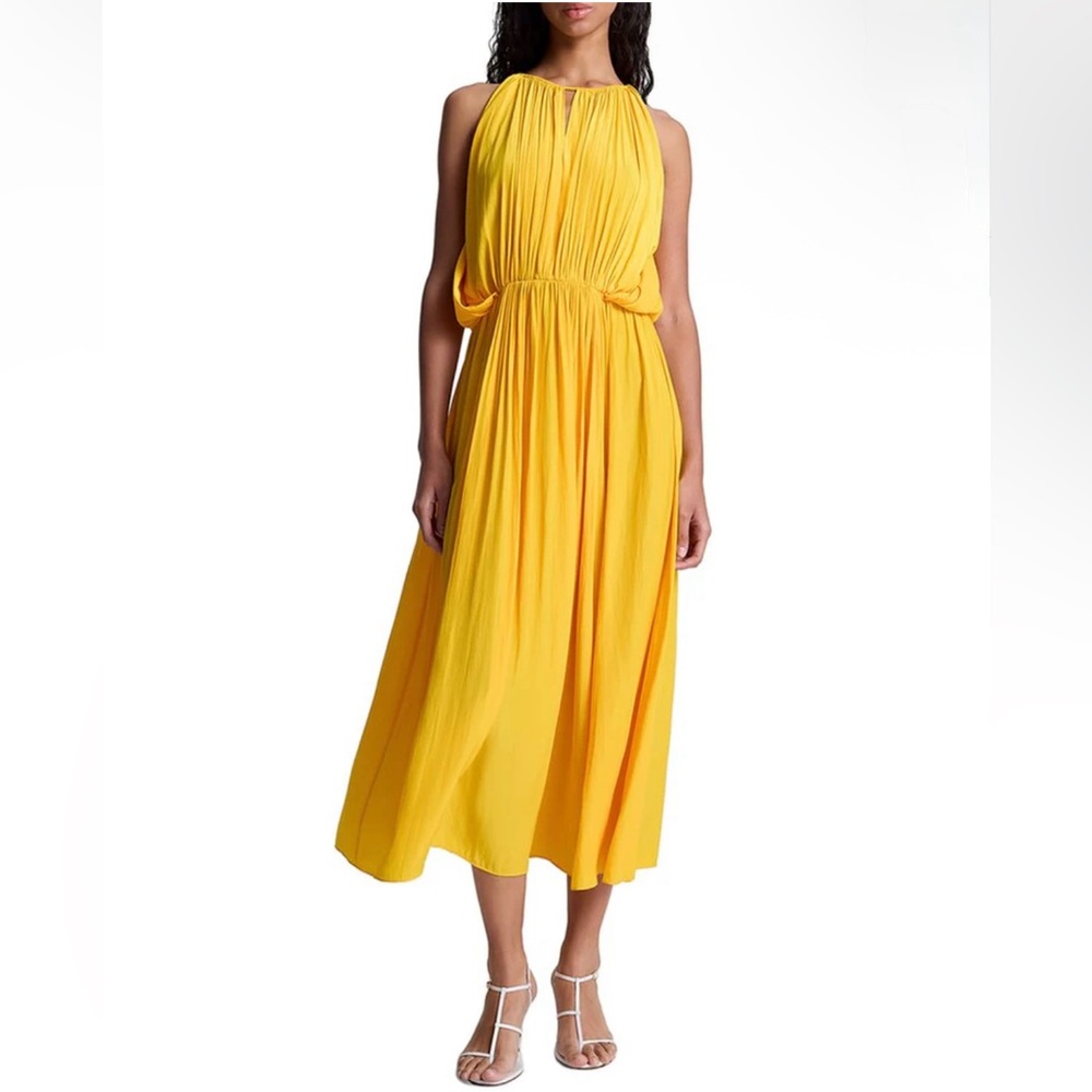 A.L.C. Meredith Pleated Sleeveless
Dress Elegant Mango (Yellow) Midi Dress Sz M